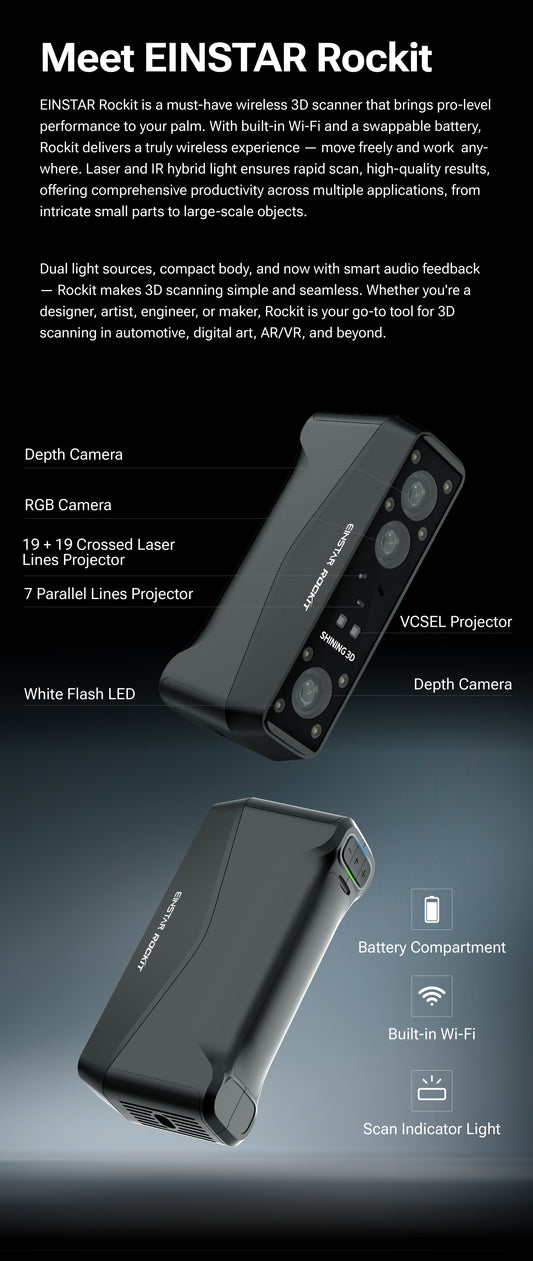 EINSTAR Rockit Wireless 3D Scanner with Laser & IR Hybrid Light