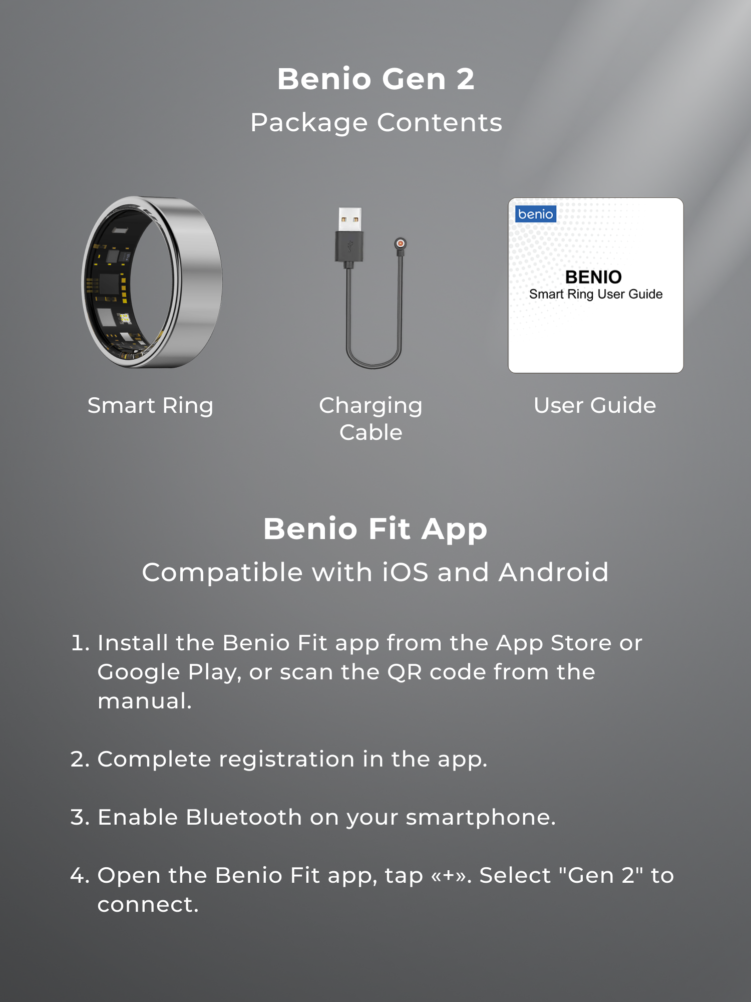 Benio Smart Ring Benio Gen 2 Smart Ring - Premium Titanium Health & Fitness Tracker