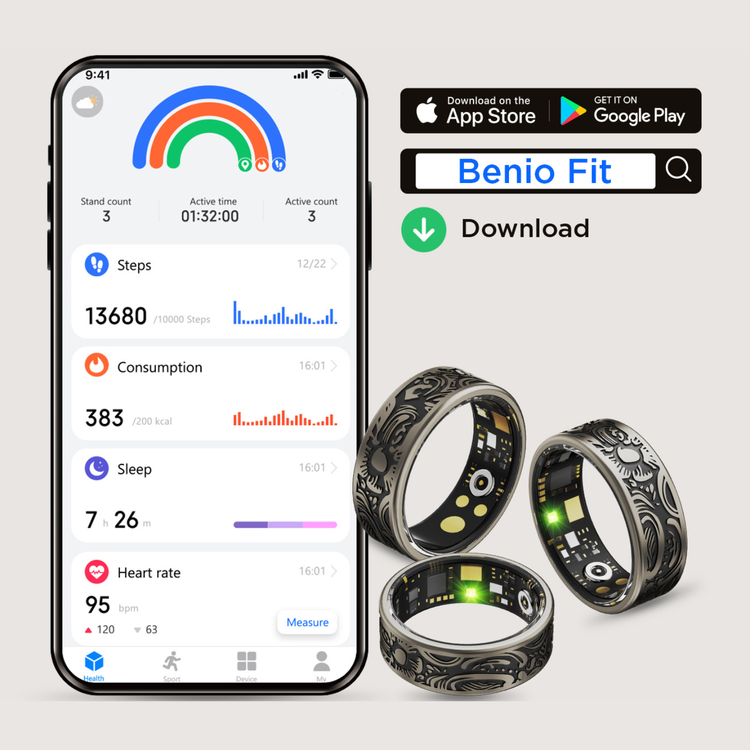 Benio Smart Ring Benio Gen 2 Smart Ring - Premium Titanium Health & Fitness Tracker