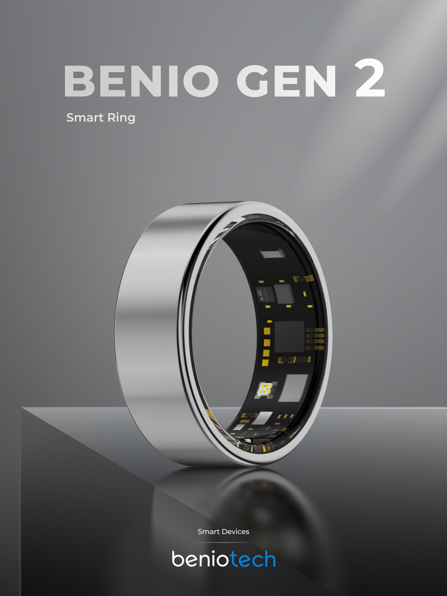 Benio Smart Ring Benio Gen 2 Smart Ring - Premium Titanium Health & Fitness Tracker Silver