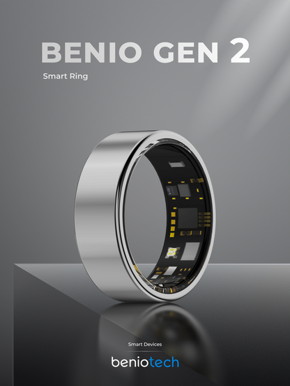 Benio Smart Ring Benio Gen 2 Smart Ring - Premium Titanium Health & Fitness Tracker Silver