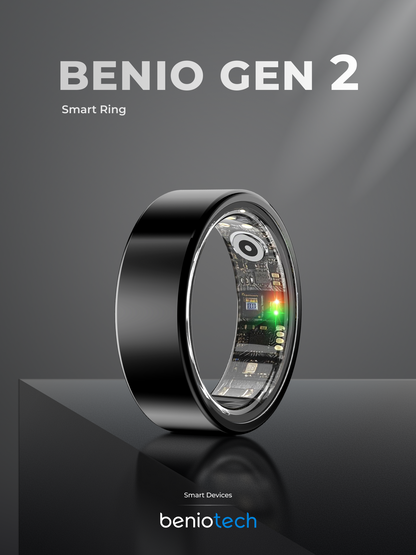 Benio Smart Ring Benio Gen 2 Smart Ring - Premium Titanium Health & Fitness Tracker Black