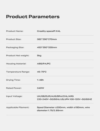 Creality SpacePi X4L Filament Dryer | Dual Independent Chambers