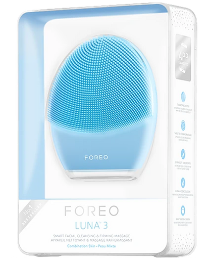 FOREO LUNA 3 Smart Facial Cleansing & Firming Massager (Blue) – Combination Skin
