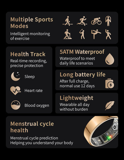 Benio Smart Ring Benio Gen 4 Smart Ring – 24/7 Health & Fitness Tracker with Charging Case