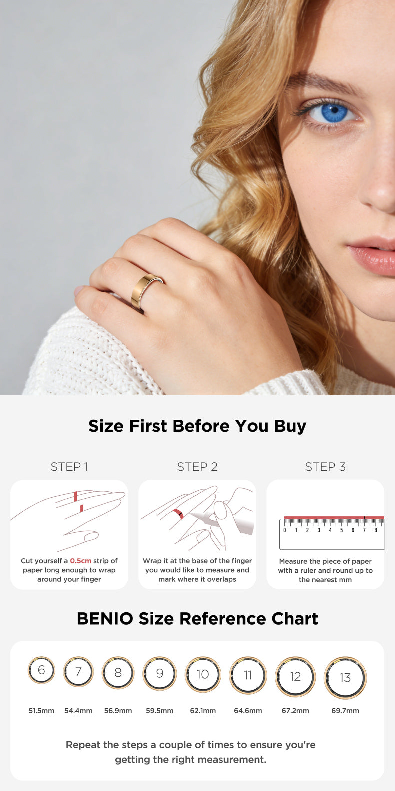 Benio Smart Ring Benio Gen 4 Smart Ring – 24/7 Health & Fitness Tracker with Charging Case