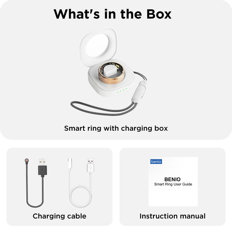 Benio Smart Ring Benio Gen 4 Smart Ring – 24/7 Health & Fitness Tracker with Charging Case