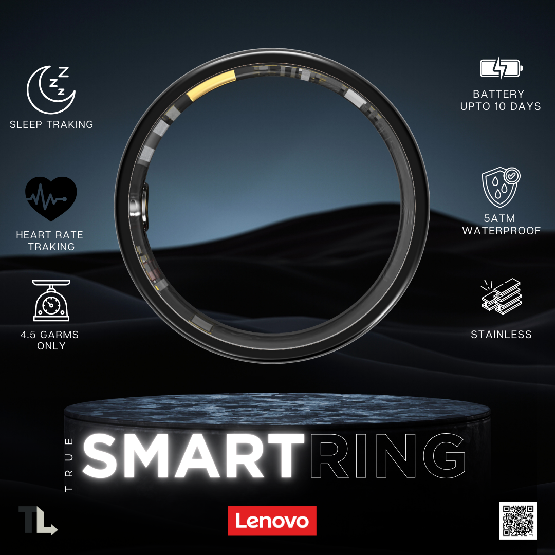 Lenovo Smart Ring Lenovo Smart Ring: 5ATM Depth Waterproof Health & Sleep Monitoring Finger Ring with Multi-Sport Modes
