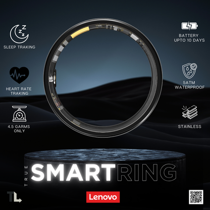 Lenovo Smart Ring Lenovo Smart Ring: 5ATM Depth Waterproof Health & Sleep Monitoring Finger Ring with Multi-Sport Modes