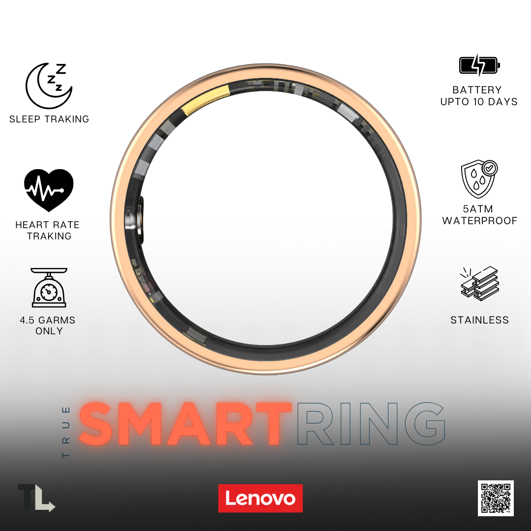 Lenovo Smart Ring Lenovo Smart Ring: 5ATM Depth Waterproof Health & Sleep Monitoring Finger Ring with Multi-Sport Modes