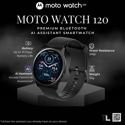 Moto Watch 120 Premium Bluetooth AI Assistant Smartwatch - Motorola