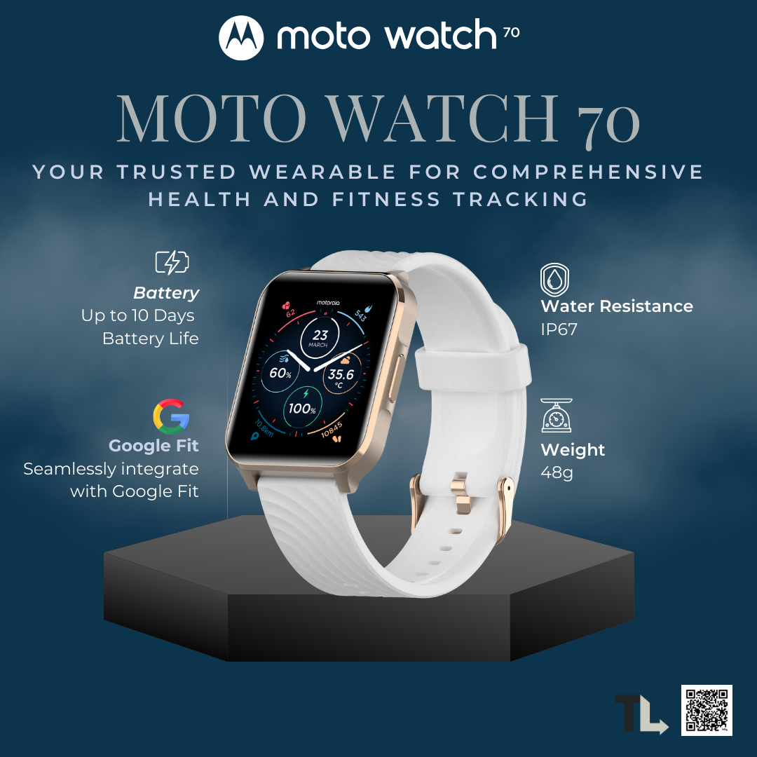Motorola Smart Watch Moto Watch 70 Health and Fitness Smartwatch - Motorola Rose Gold